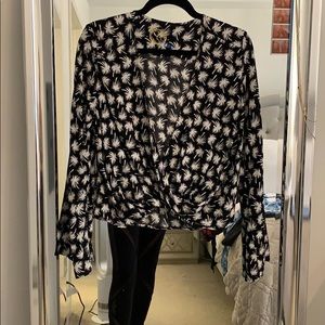 Blue life palm tree blouse